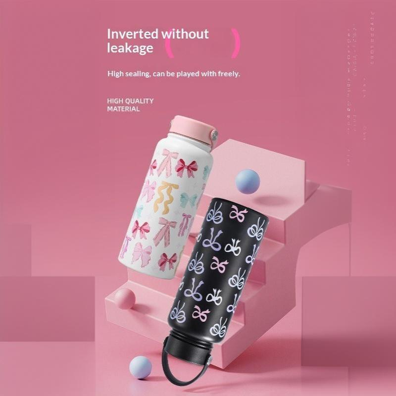 Insulated Water Bottle Floral Printed Stainless Steel Leak Proof Reusable for Office Women Girls Daily Drinking