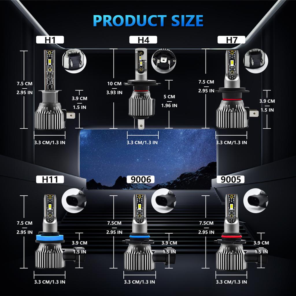 9006/HB4 LED Headlight Bulbs IP68 Waterproof Car LED Headlight Bulbs 6500K 120W 12000LM Bright LED