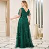 2026 Summer European & American V-neck Patchwork Mesh Evening Gowns for Banquets & Performances