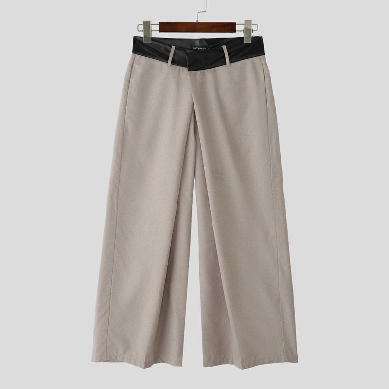 

INCERUN Мужские лоскутные брюки с молнией на талии, плиссировкой, повседневные, длинные, с широкими штанинами S хаки