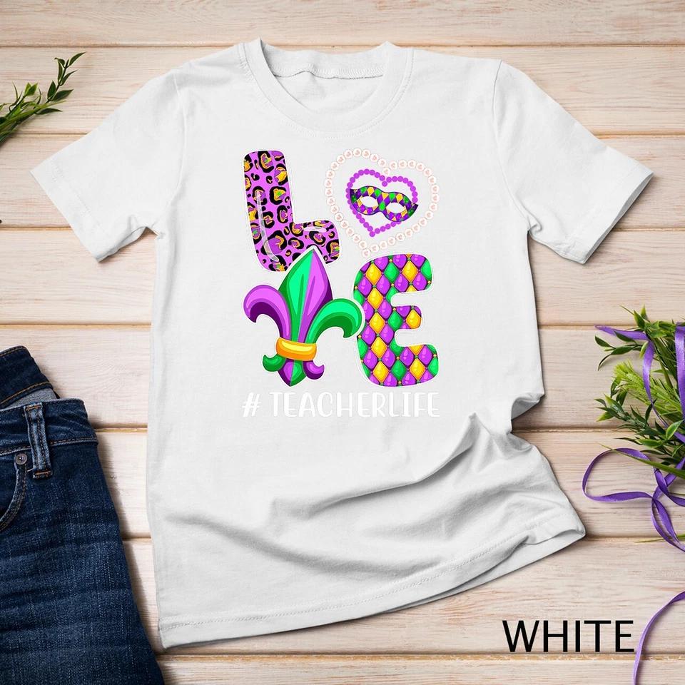 Funny Teacher Mardi Gras Family Matching Outfit T-Shirt Unisex T-shirt 9 4XL