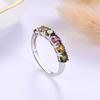 925 Sterling Silver Simple Band Ring with Round 4.0 Colorful Natural Tourmaline Gemstones Forever Elegant Design for Women