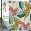 Colorful Retro Leaf Shower Curtain, Bathroom Decoration Waterproof Shower Curtain with Hook 180x 230cm Multi-size Optional