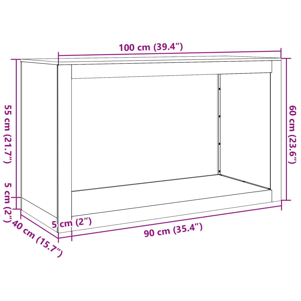 Firewood Rack Black 100 x 40 x 60 cm Steel