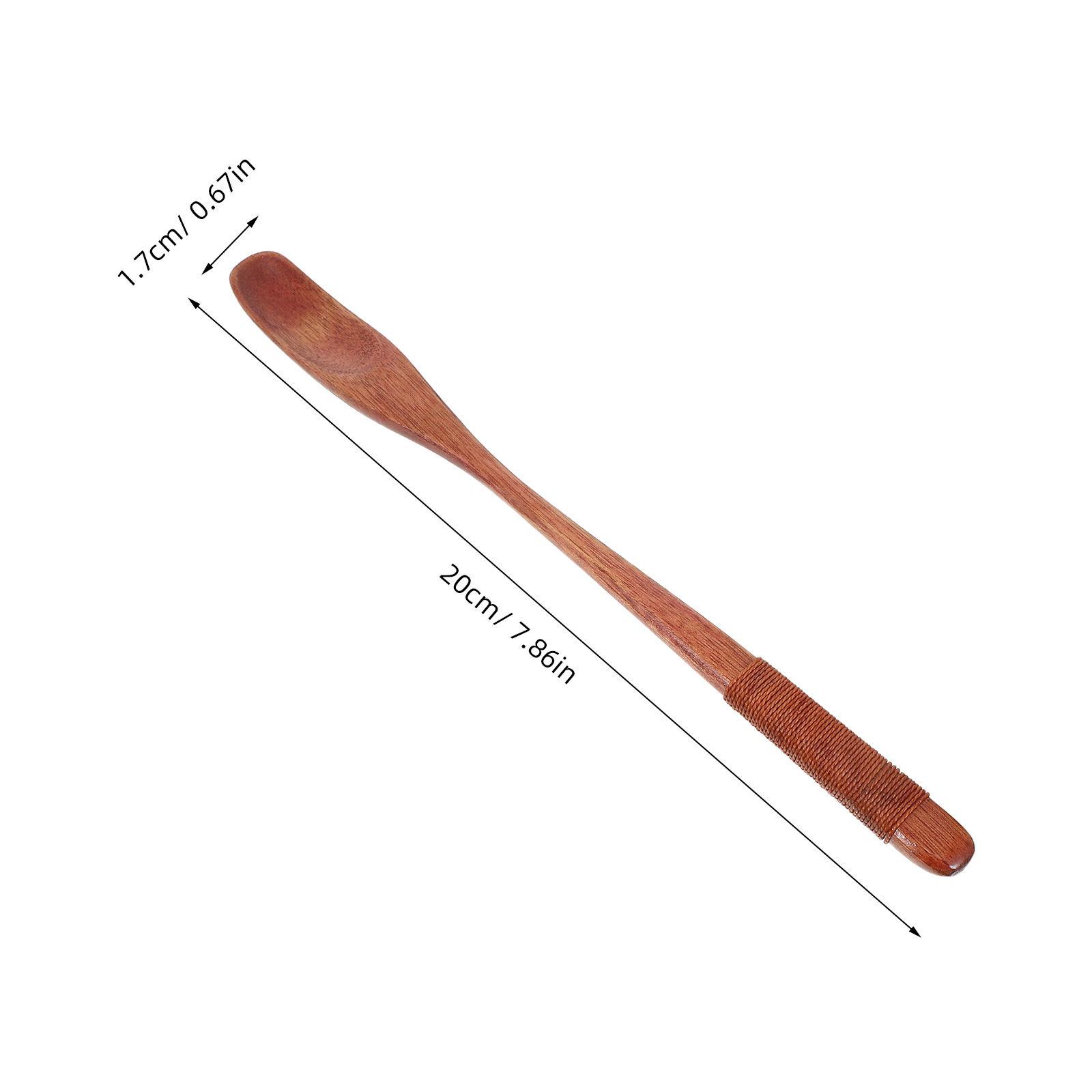 

5Pcs Wood Stirring Spoon Natural Grain Long Handle Kitchen Mixing Spoon Nonstick Wooden Cooking Utensil for Honey Coffee Tea коричневий