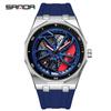 Sanda Men's Waterproof Alloy Car Wheel Design Silicone Wristwatch