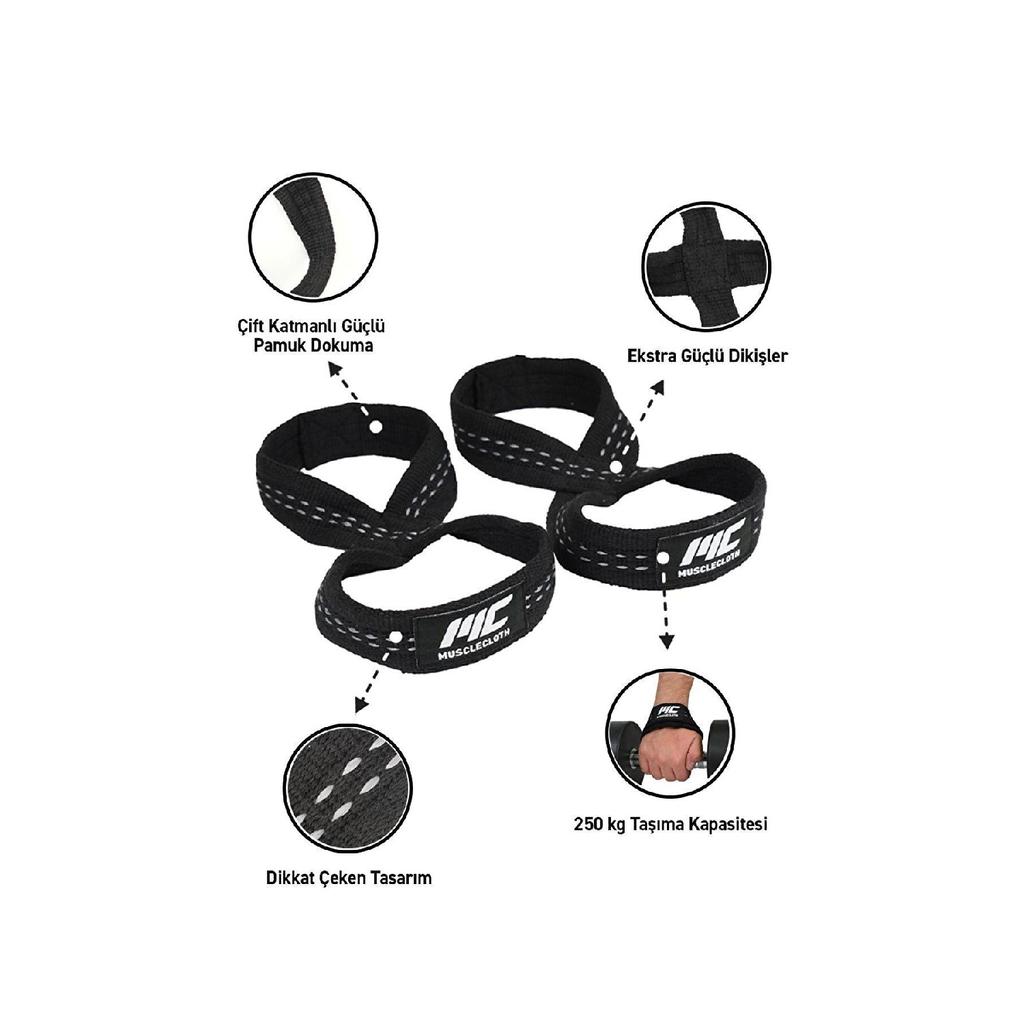 8 Loop Lifting Straps Gray (size L-xl)