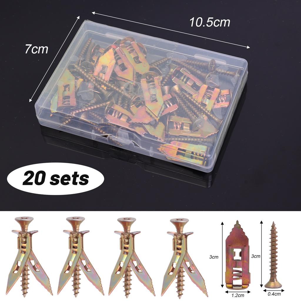 20/100set Self Drilling Drywall Anchors with Screws Expansion Nail Heavy-Duty Metal Wall Anchors Self-Tappe Screw Fixing Tools