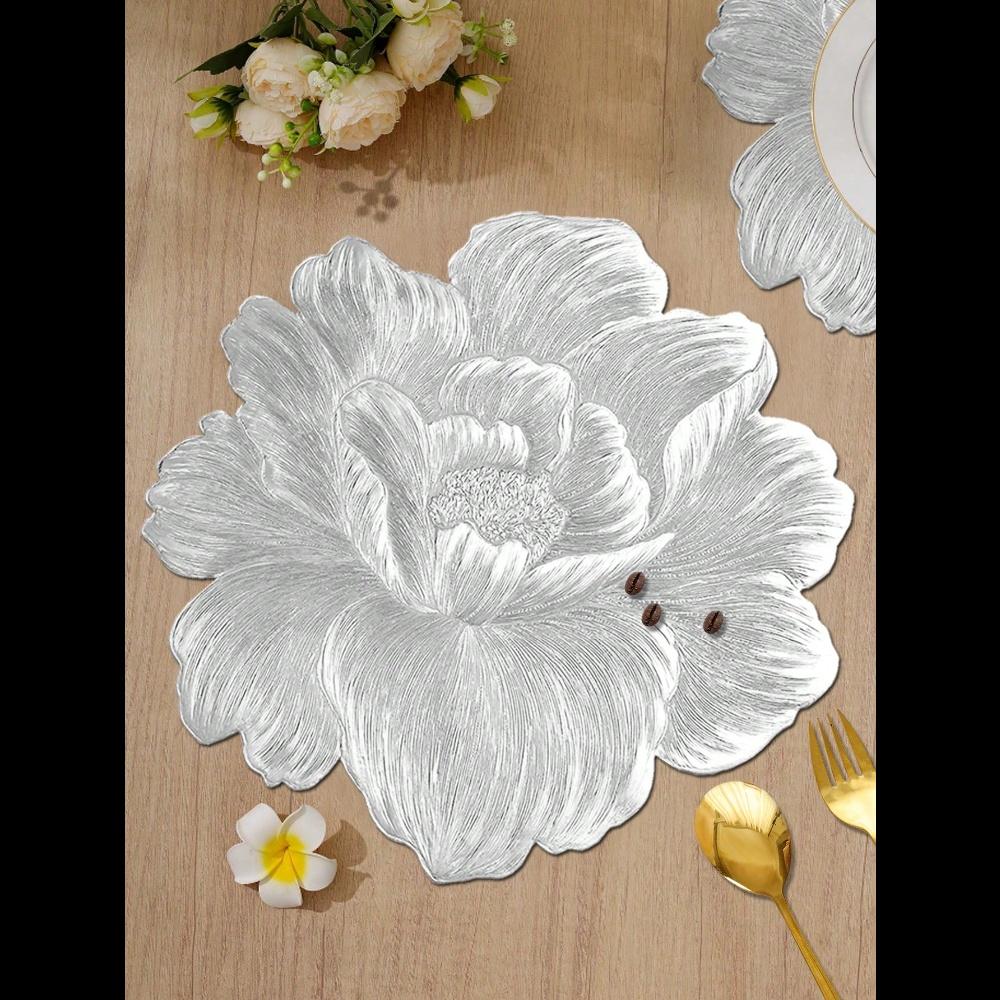 

1 шт. Золотые круглые подставки под тарелки с цветком розы, Водонепроницаемые, Моющиеся, Легко чистятся, Протираются, Нескользящие, Термостойкие, Подходят для домашнего декора серебряный