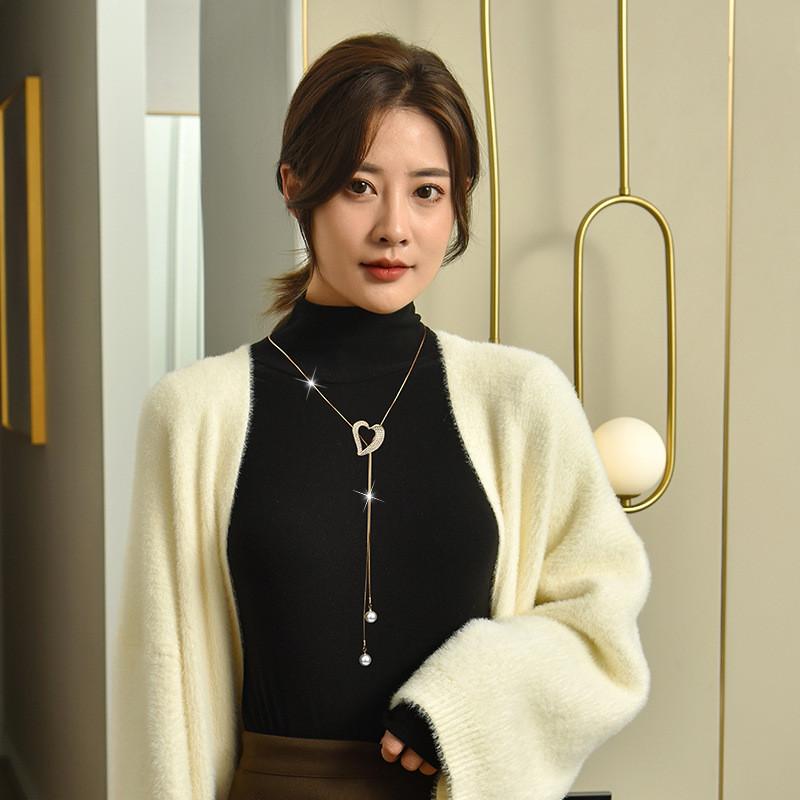 Elegant Heart Shaped Crystal Necklace With Pearl Accents In Stylish Designs For Women