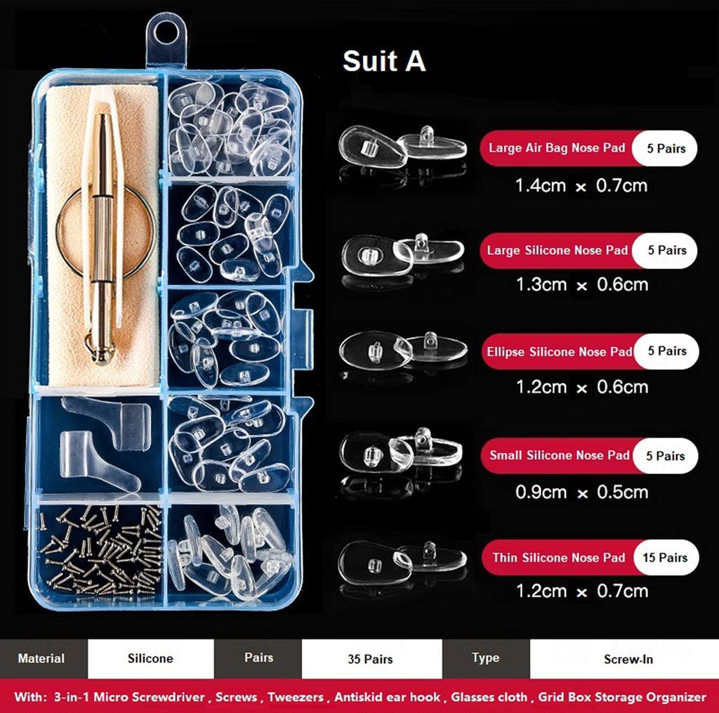 MAYCREATE 35pcs Nose Pads Eyeglasses Repair Kit Silicone For Spectacles