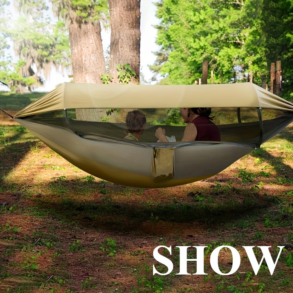 Hamac cu plasă de țânțari, hamac de camping rezistent la țânțari în aer liber, cu plasă de țânțari 210T, pânză de parașută, hamac din nailon cu plasă criptată