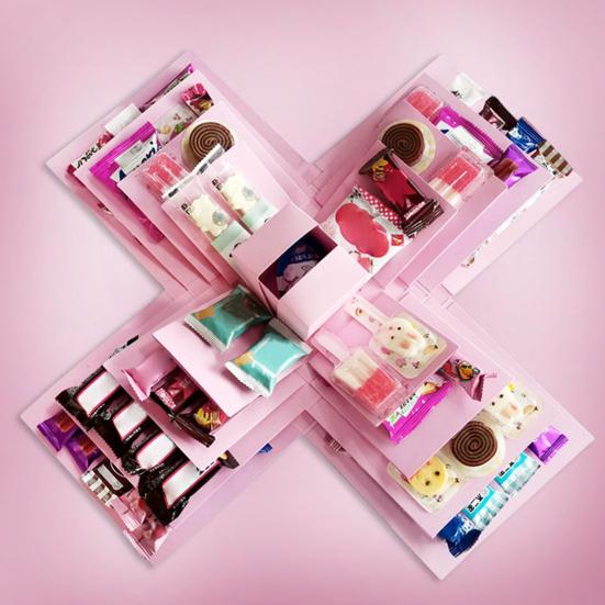 Explosion Gift Box 5-Layer Snack Explosion Box DIY Scrapbooking Box for Anniversary Birthday Valentine's Day Wedding Gift