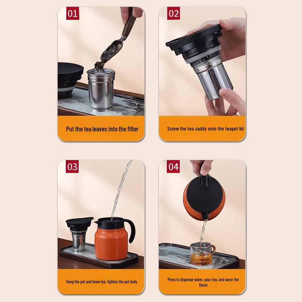 Home Tea Steeping Teapot: Stainless Steel Thermos for Old White Tea & Water Separation