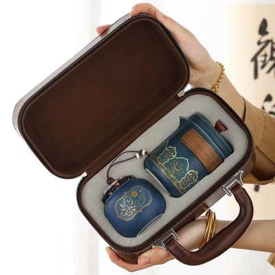 Portable Travel Tea Set Small Set Outdoor Ceramic One Pot Three Cups Portable Cover Bowl With Tea Infuser Tumbler Free Shipping