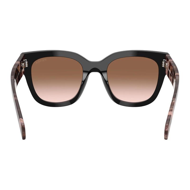 Prada Essential Series Simple Fashion Design Acetate Square Sunglasses Women's Black