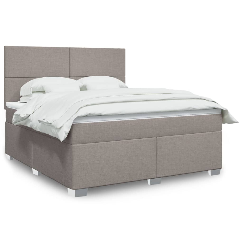 Kontinentalbett mit Matratze, Taupe, Stoff, 180x200 cm