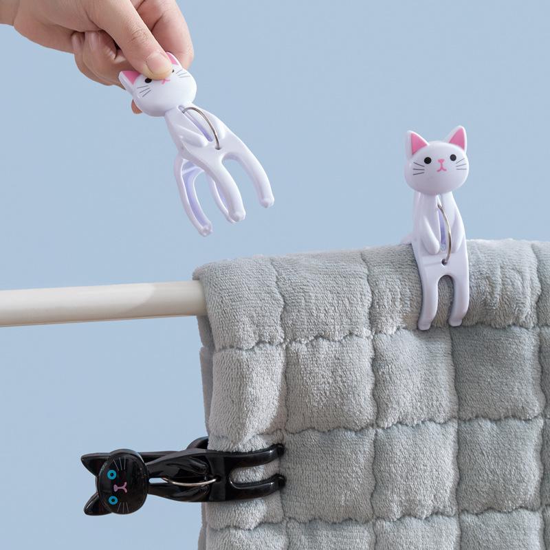 4 pezzi/set creativo gatto cartone animato borsa clip forte plastica molletta da bucato forma calzini mollette appese morsetti lavanderia portafoto