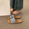 Ethnic style woven word with flat bottom slippers women's summer wear 2025 new casual beach sandals