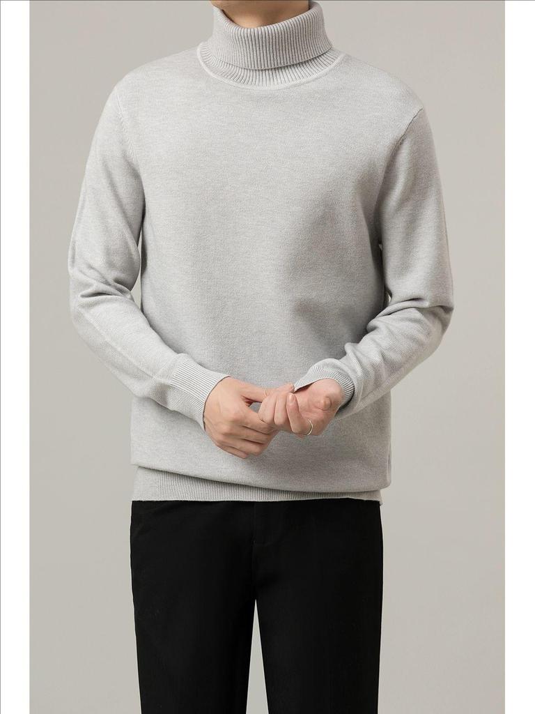Men's High-End Slim Fit Solid Color Sweater - Round Neck, Warm, Casual, Autumn/Winter Fashion