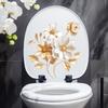 Elegant Floral Toilet Seat Stickers, Waterproof Removable Self-Adhesive Decals for Bathroom Decor