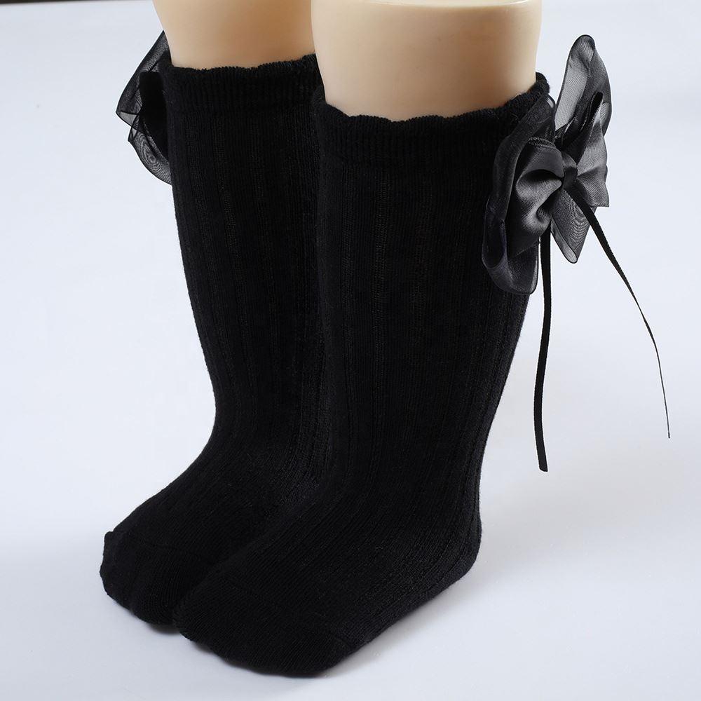 New Spring and Autumn Babies' Socks Spanish Baby Knee-Length Big Bow Dress Socks Solid Color Striped Stockings