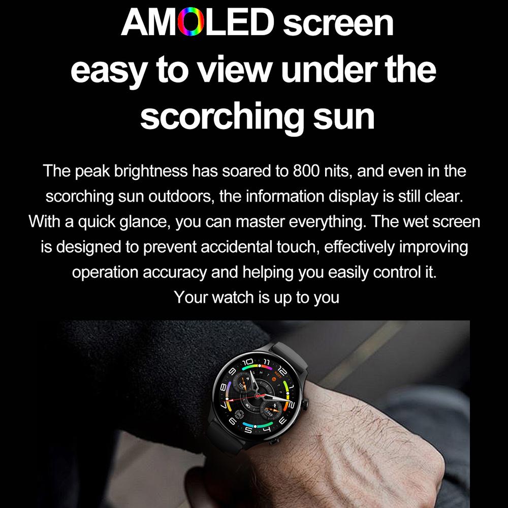 HK75 Ultra Thin Smart Watch AMOLED Screen Bluetooth-Compatible Calling NFC Waterproof Health Monitor Sports Watch