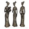 Beautiful Finish Uniquely Hand Crafted Home Decor African Tribal Women Art Piece - (Set of 3, Black and Golden Color)