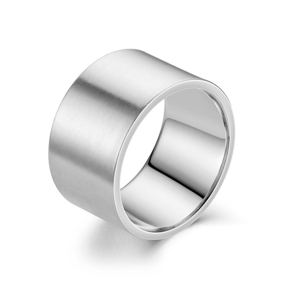 Bague pour homme en acier titane 12 mm: Bijoux simples, unis en acier inoxydable pour couple