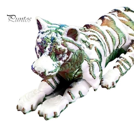 3D Printed Tiger Model Figure, Realistic with Movable Joints, Articulated Figure Forest Animal Figurine for Home Office Bookshelf Flexible Ornament