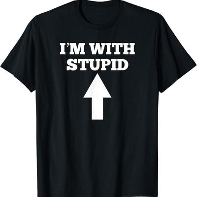 T-shirt amusant I_m With Stupid et flèche pointant vers le haut - T-shirt graphique d'été en coton pour homme