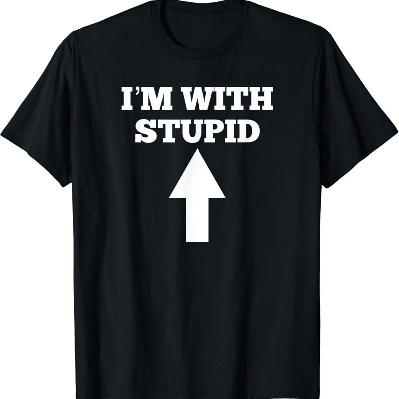 Funny I_m With Stupid And Arrow Pointing Up T Shirt - Men s Summer Cotton Graphic Tee S разноцветный
