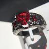 Platform Jewelry, Gold, Black And White Color-Preserving Love Heart-Shaped Zircon Ring.