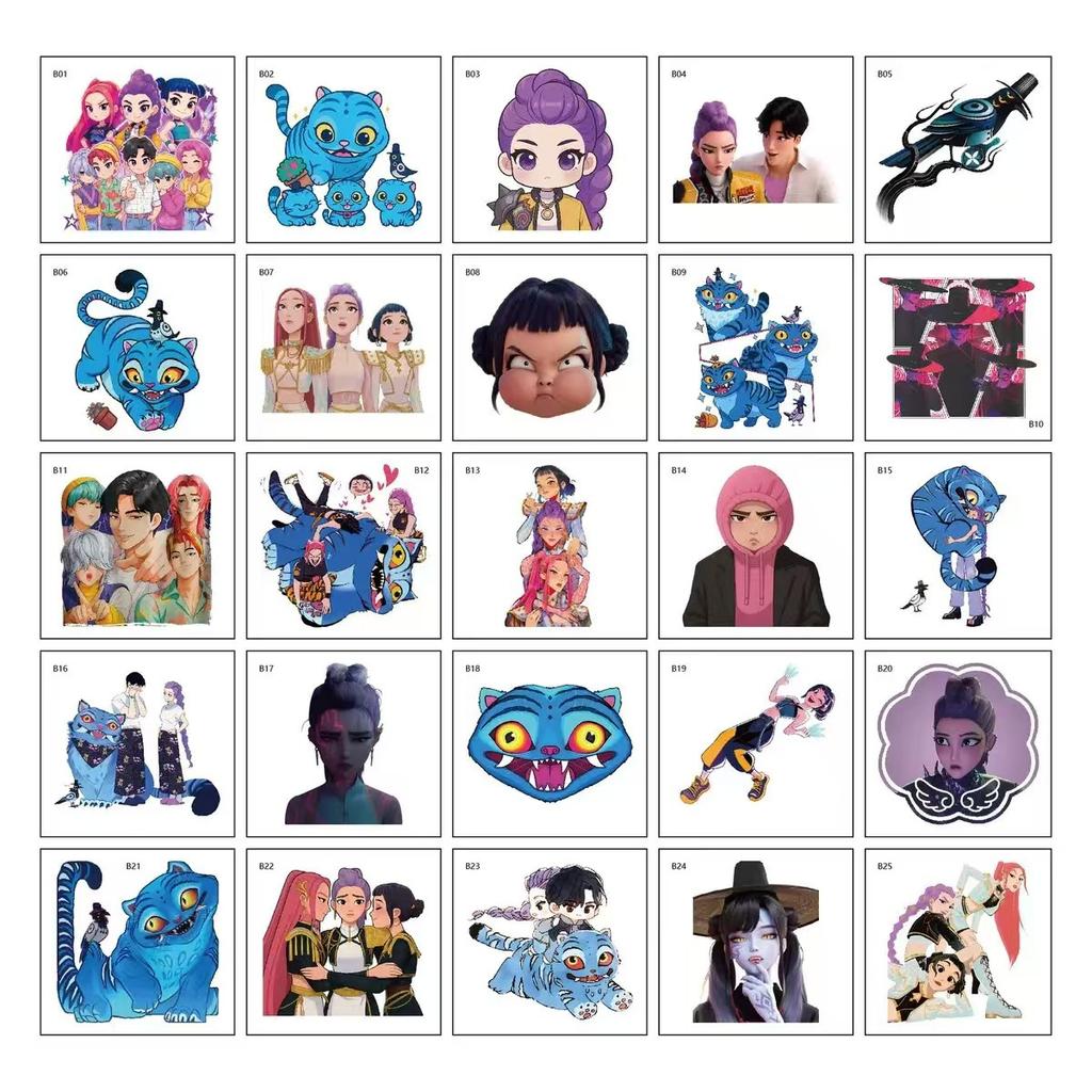 50pcs Kpop Demon Hunters Temporary Tattoo Sticker Rumi Cute Waterproof Tattoo For Birthday Party Gift
