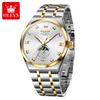 OLEVS Original Luxury Mens Mechanical Watch Stainless Steel Waterproof Luminous Moon Phase Watch Mens Business Automatic Watches