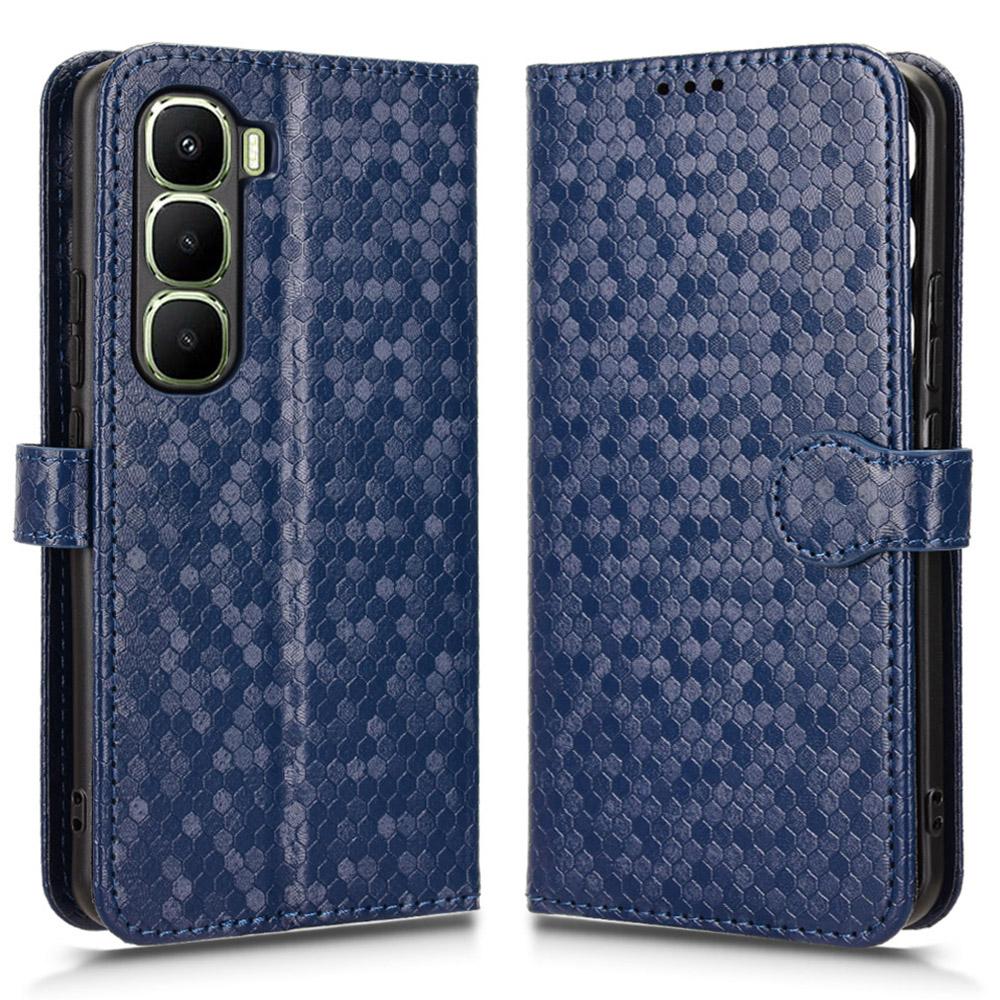 For Infinix Hot 60 Pro+ 4G Wallet Case Dot Pattern Imprint PU Leather Phone Cover with Wrist Strap