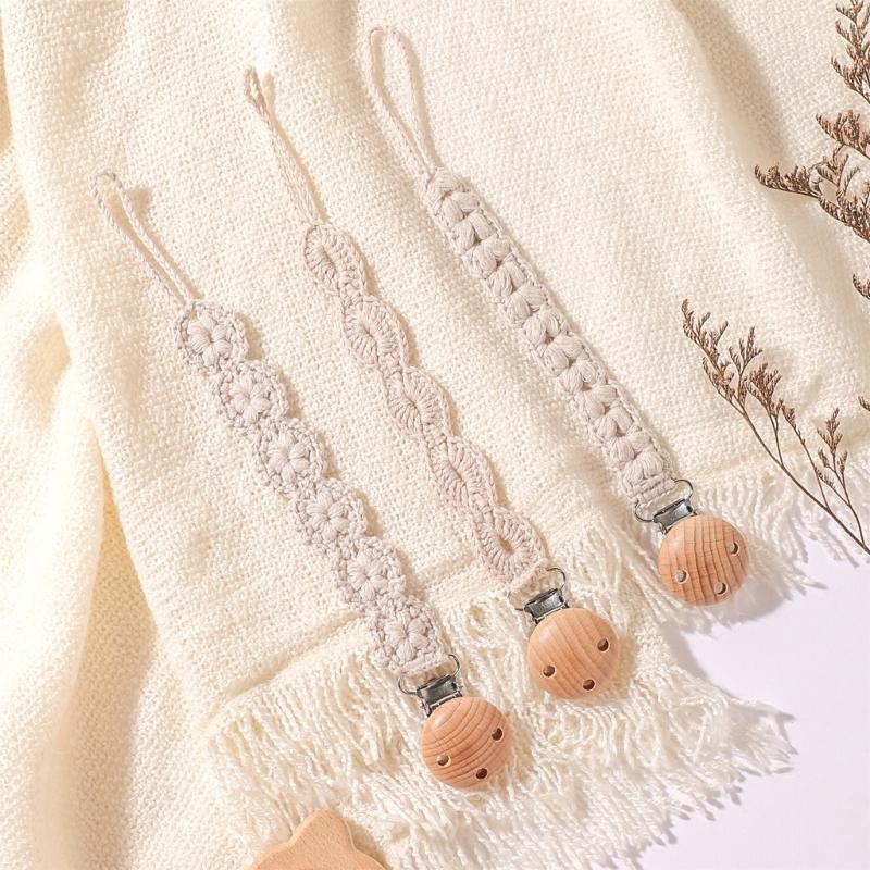 3pcs Newborns Dummy Chain Baby Soother Chain Pacifier Holder Woven Dummy Clip Toddlers Infant Pacifier Strap Baby Supply