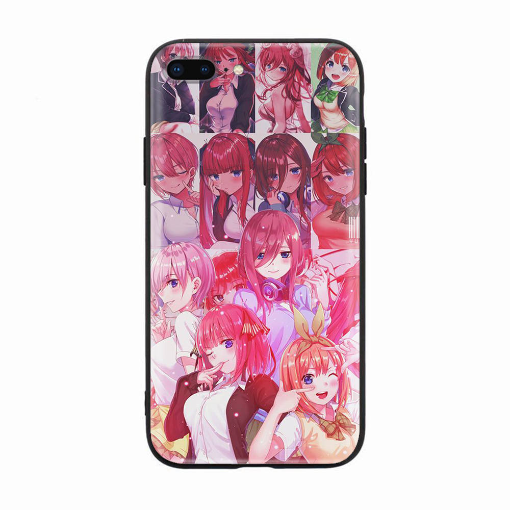 Black Case for Xiaomi Redmi 13C Note 9 iPhone XR 7 8 14 15 11 12 13 X XS Pro Max Samsung A25 S23 S24 FE Ultra Plus The Quintessential Quintuplets
