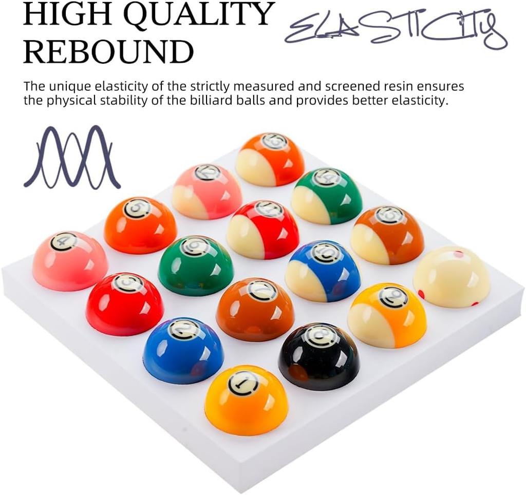 KONLLEN Billiard Pool Table Inch Regulation 16 Pool Billiard Set AXD-1TH Balls, Accessories, 2-1/4 Size, Balls,