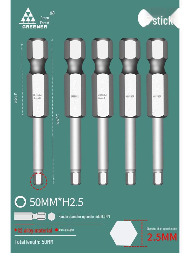 Green Forest Tungsten Steel Hex Wrench & Drill Set with Magnetic Hex Head