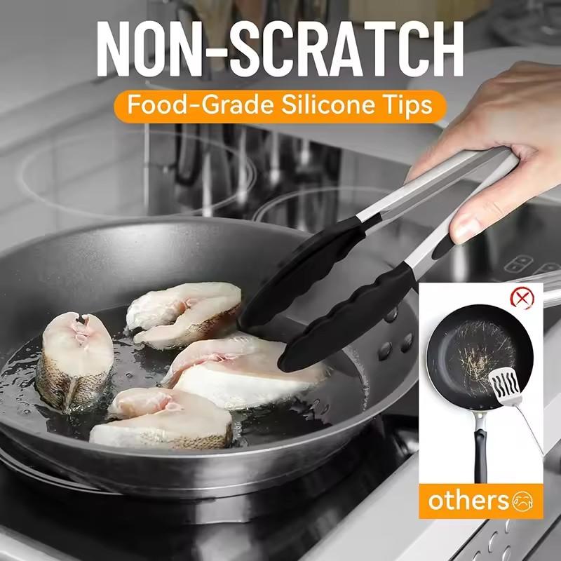 7912Inch Silicone Non-Slip Bbq Grilling Tongs Salad Bread Cooking Clip Clamp Serving Utensils Kitchen Stainless Steel Tong
