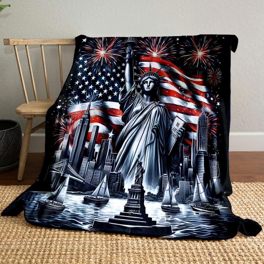 Statue of Liberty with Fireworks Print Blanket Soft and Cozy Perfect for the Living Room Bed Sofa or a Nap,gift