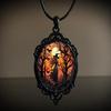 Vintage Gothic Raven Cross Witch Halloween Pendant Necklace Accessory