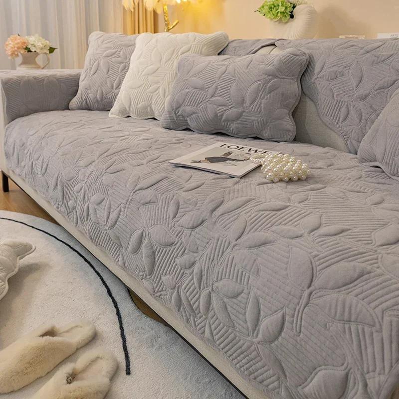 Cuscino per divano spesso Four Seasons con motivo a foglie, bordo ondulato squisito, asciugamano per divano, decorazione per la casa, soggiorno, atmosfera, fodera morbida