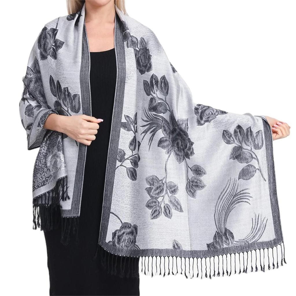 Luxury Brand Autumn And Winter Imitation Cashmere Cashmere Jacquard Fringed Shawl Dual-Purpose Scarf High-End Atmosphere Women