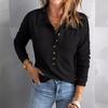 Solid Color Knitted Sweater Women's Single Breasted Lapel Long Sleeved Loose Casual Base Top for Autumn Winter Shirt