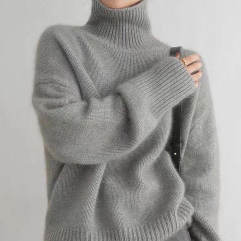 Women's Sweater Fall and Winter Thickened Turtleneck Women Loose Knitted Pullover Sweater Idle Style Bottoming Shirt Women