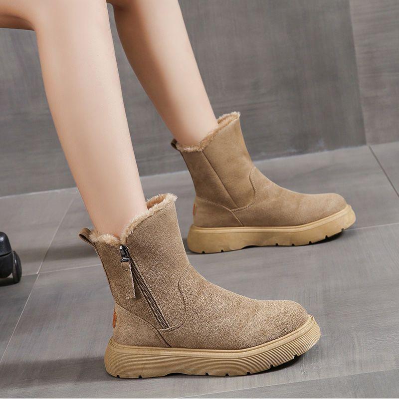 Fashion Non Slip With Zipper Woman Shoes Korean Style Ankle Soft Winter 2025 Novelty Large Size Warm Footwear Sale Snow Boots for Women