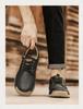 2025 Autumn Men's Breathable Leather Moccasins: Soft Sole, Hand-stitched, Low-top, Lace-up Casual Driving Shoes