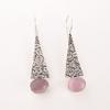 Natural Pink Cat's Eye Gemstone 925 Solid Silver Jewelry Handmade Earrings 1.9" EE-165-37